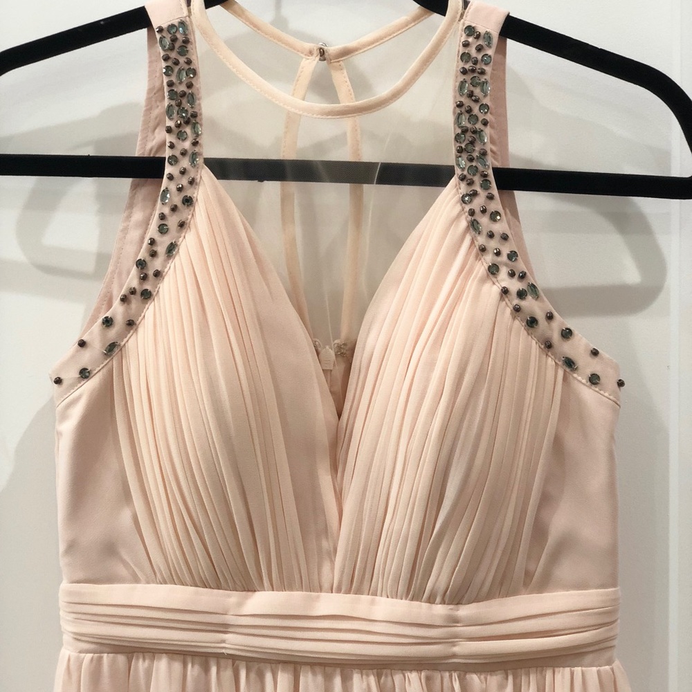 Blush pink with embellished neckline dress